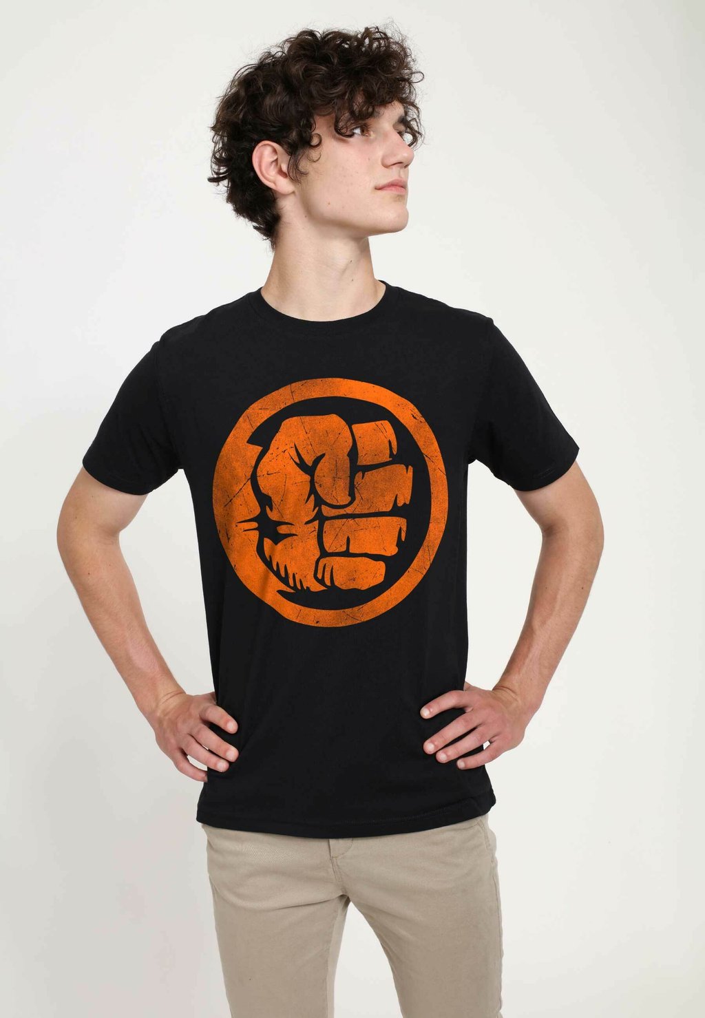 

Футболка с принтом AVENGERS CLASSIC HULK ORANGE UNISEX Henry Tiger, черный