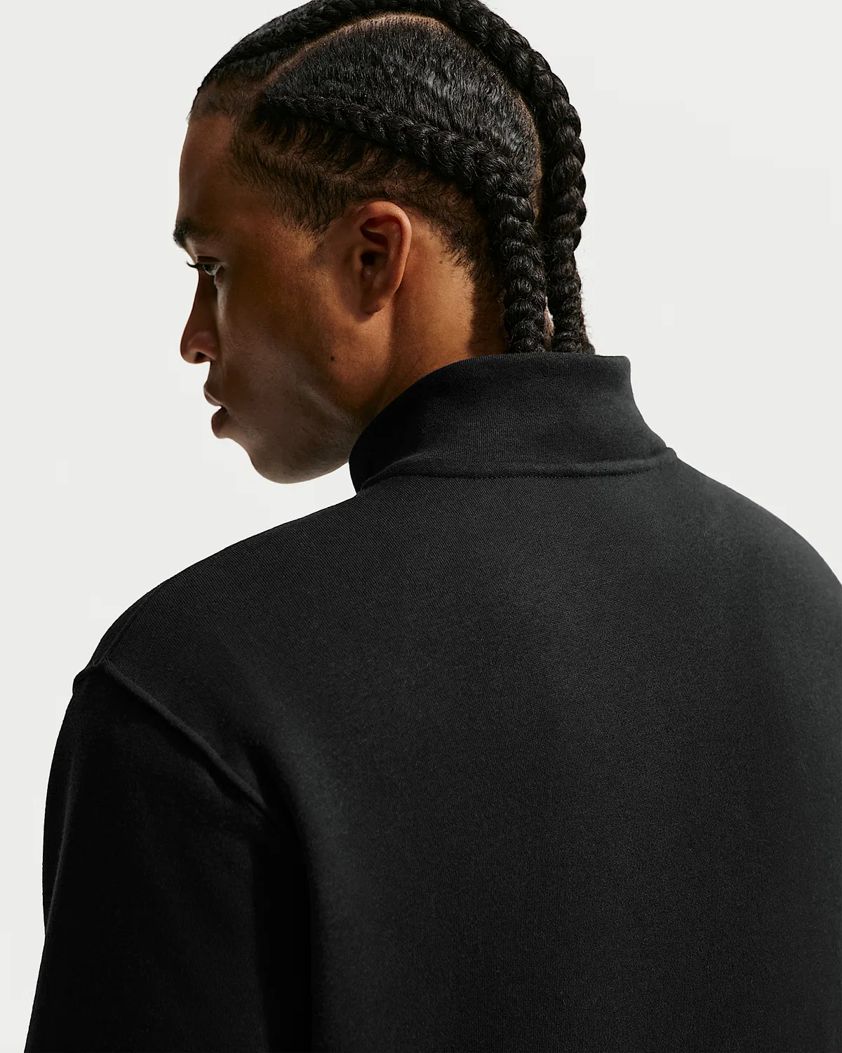 Мужская флисовая кофта Nike Sportswear Club с полузастежкой-молнией, Black/Black/White — фото 2