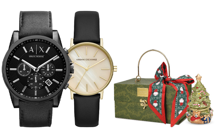 

Наручные часы Armani Exchange AX2098+AX5561 кварцевые кожаный ремешок 44 мм черный циферблат унисекс
