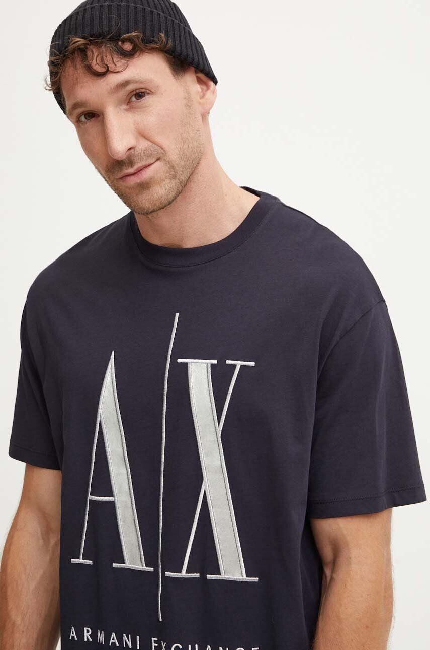 

Хлопковая футболка Armani Exchange, темно-синий