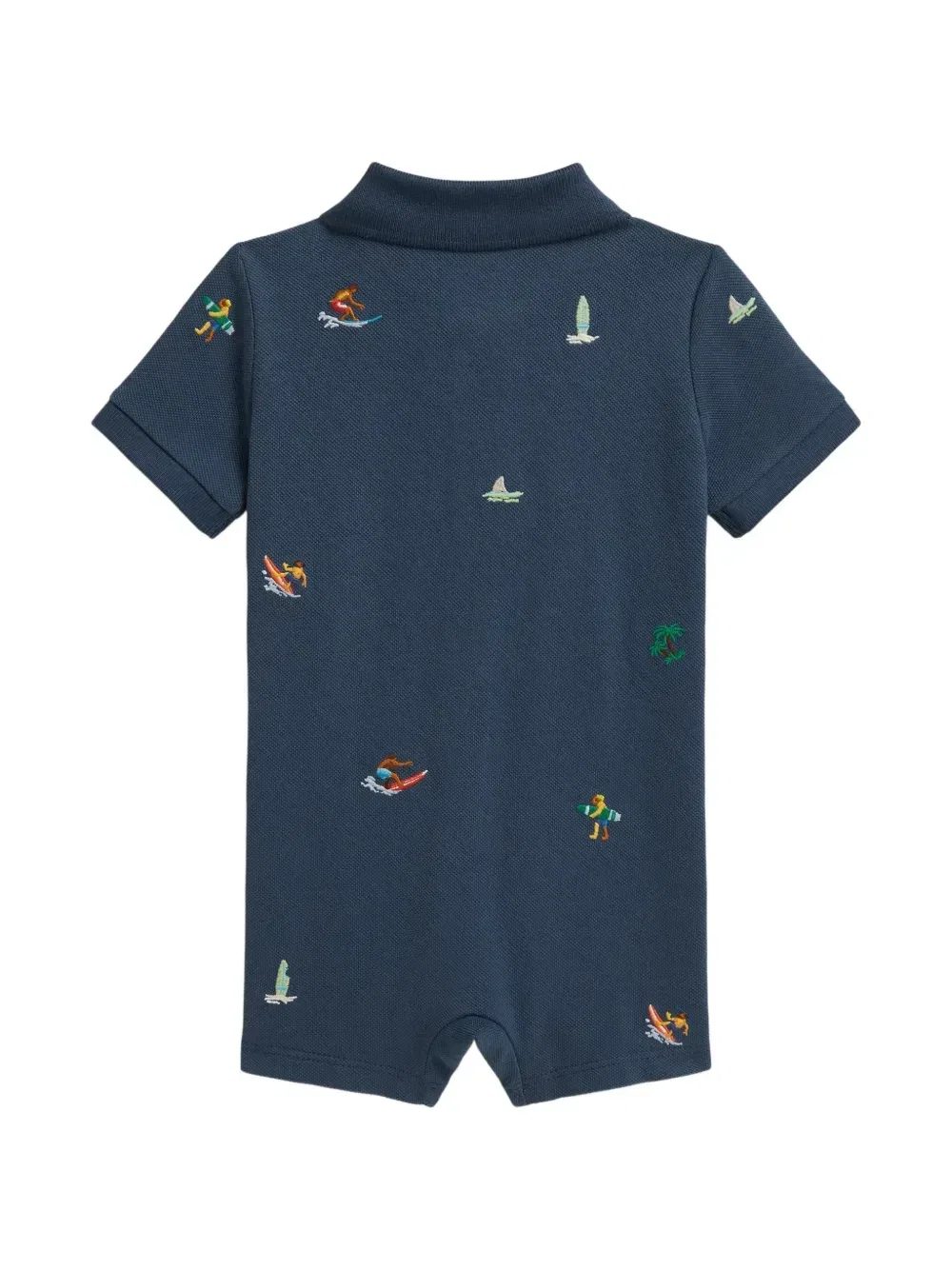 Сетчатый комбинезон поло с вышивкой Polo Ralph Lauren Kids, синий — фото 2