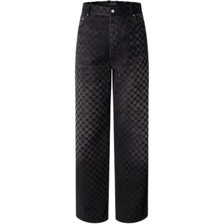 Lv Flocked Damier Denim широкие брюки LOUIS VUITTON, черный — фото 3