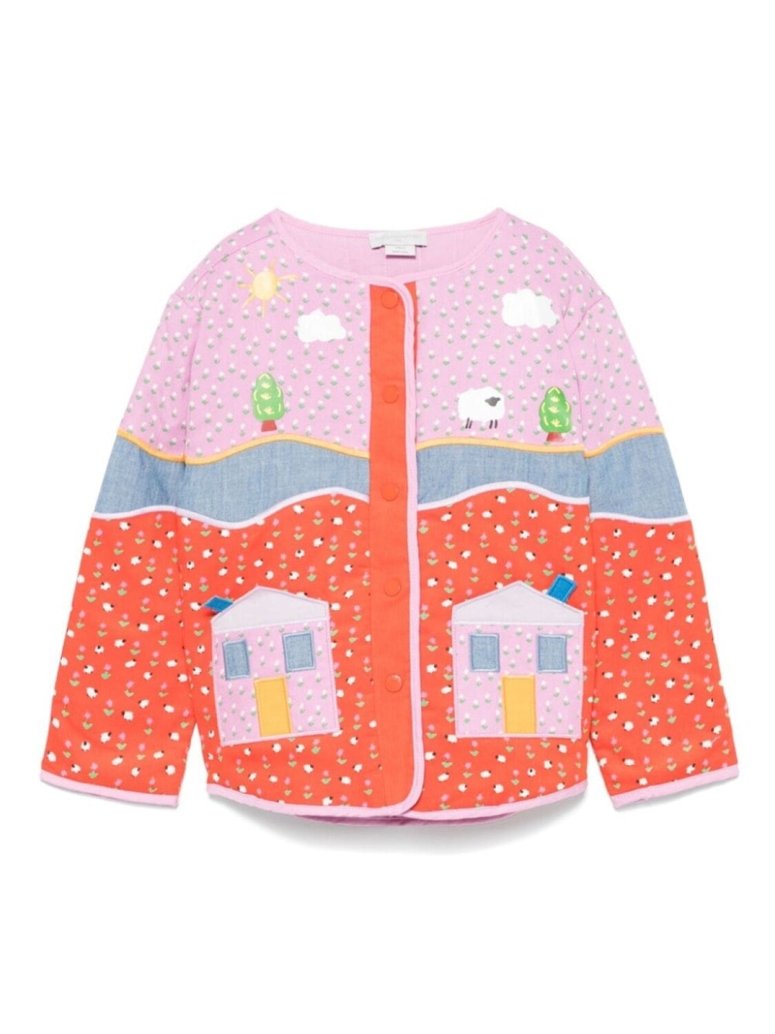 

Stella McCartney Kids пуховик в стиле колор-блок, розовый