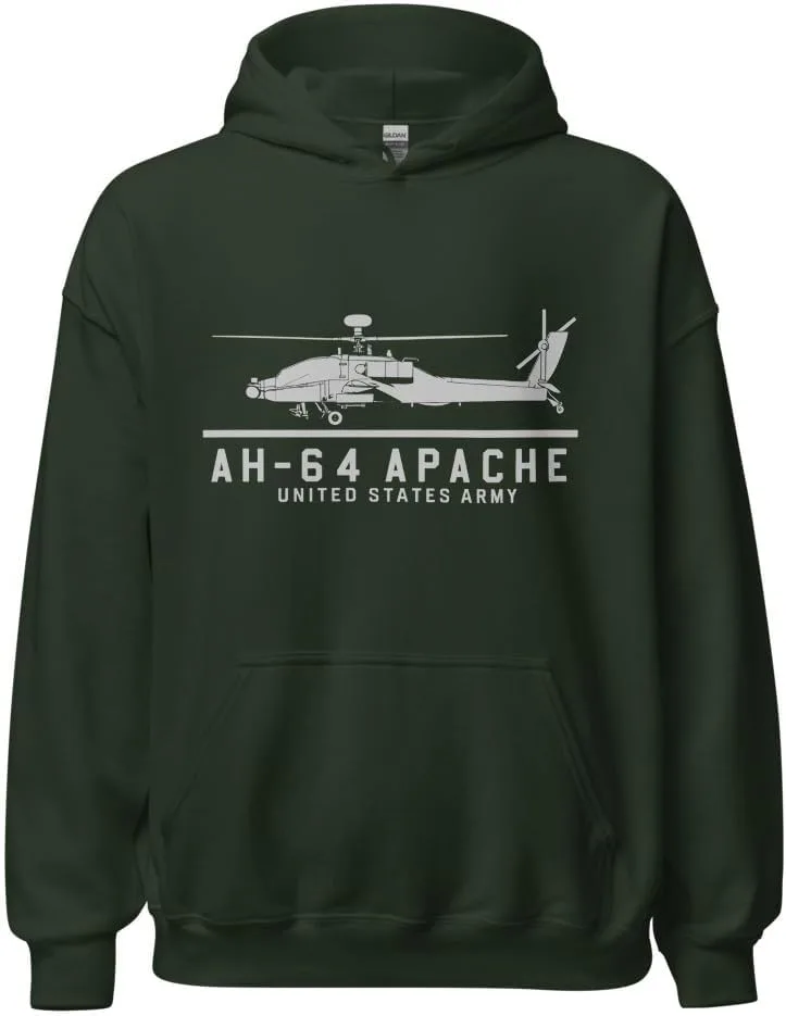 Толстовка унисекс AH-64 Apache Helicopter - U.S. Army Attack Chopper Design для ветеранов, пилотов и поклонников военной авиации Generic, зеленый