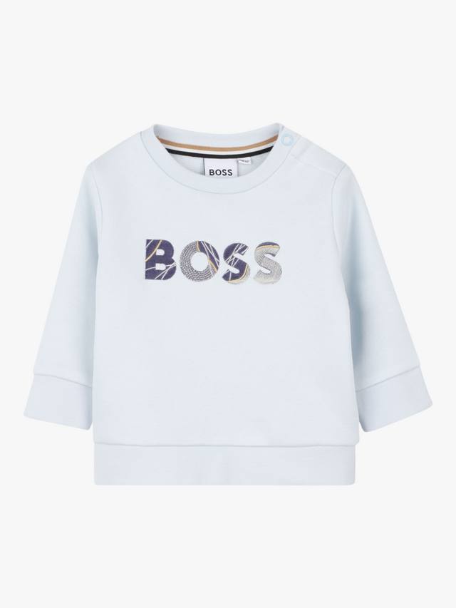 

Детский свитшот с логотипом из хлопковой смеси HUGO BOSS, Pale Blue