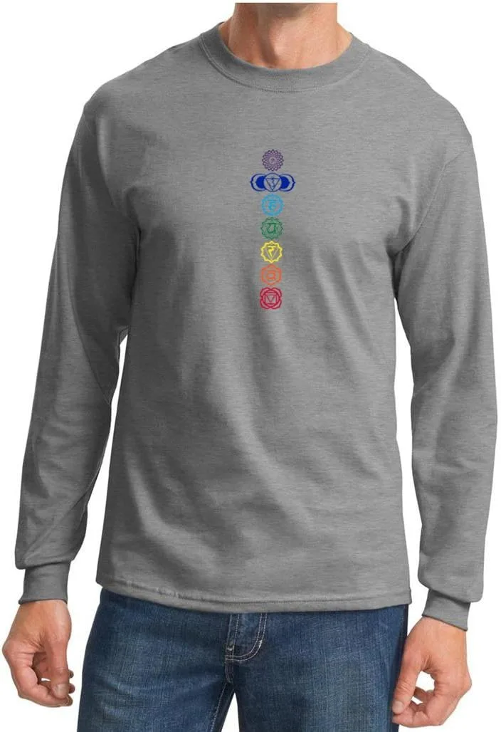 

Мужская футболка для йоги A&E Designs с длинным рукавом и 7 цветными чакрами