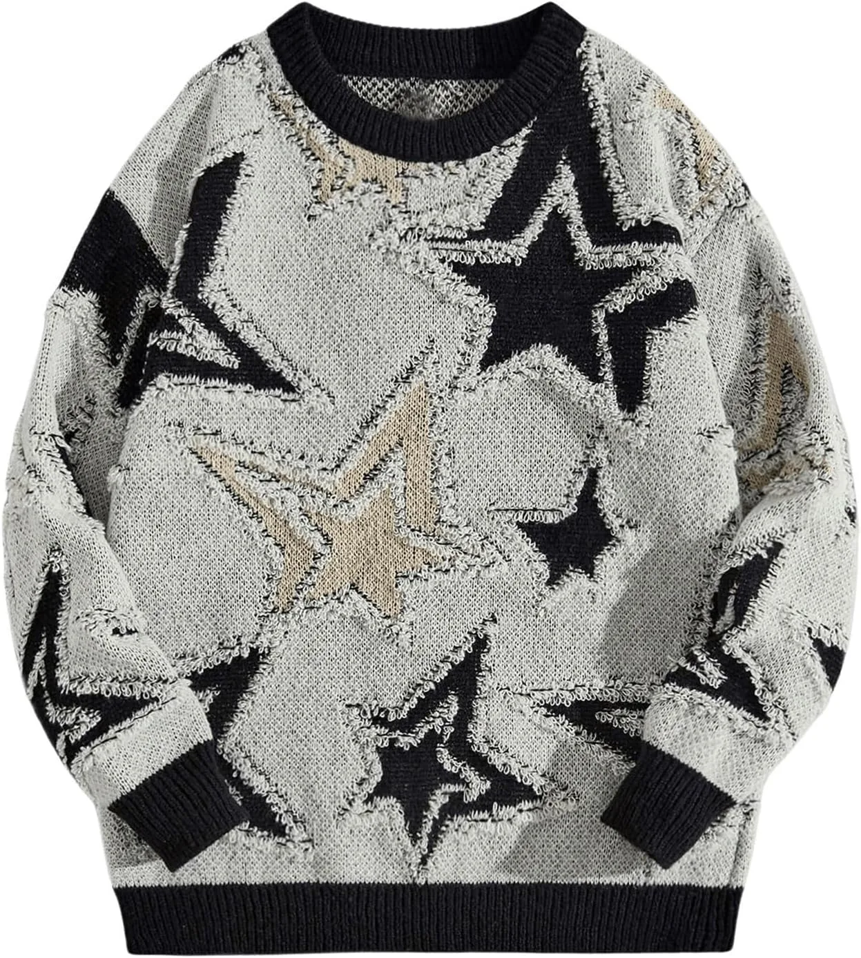 

Мужской свитер с принтом Star в стиле Y2K винтажный оверсайз BEAUDRM