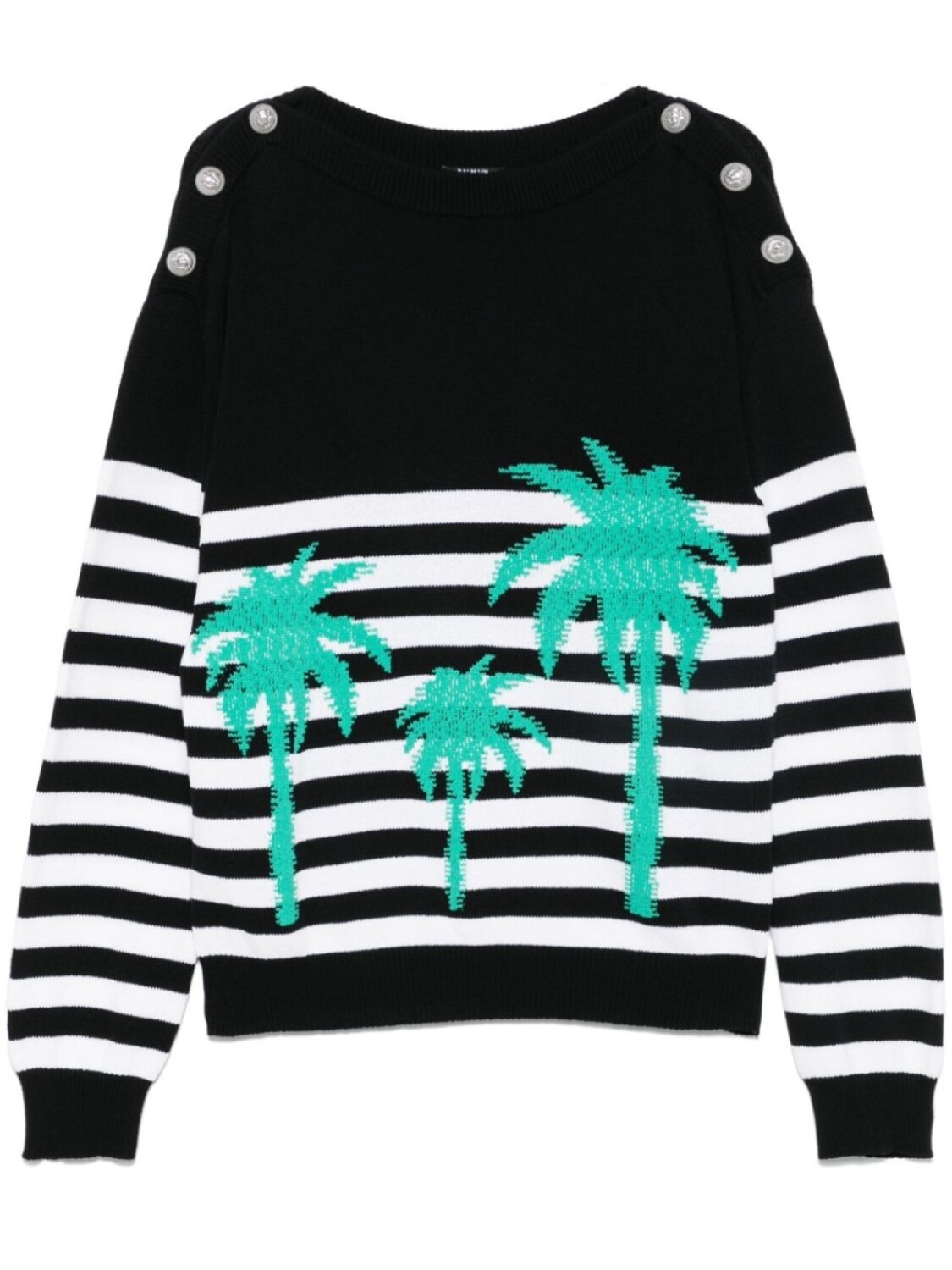

Свитер с пальмовым жаккардом Balmain, черный