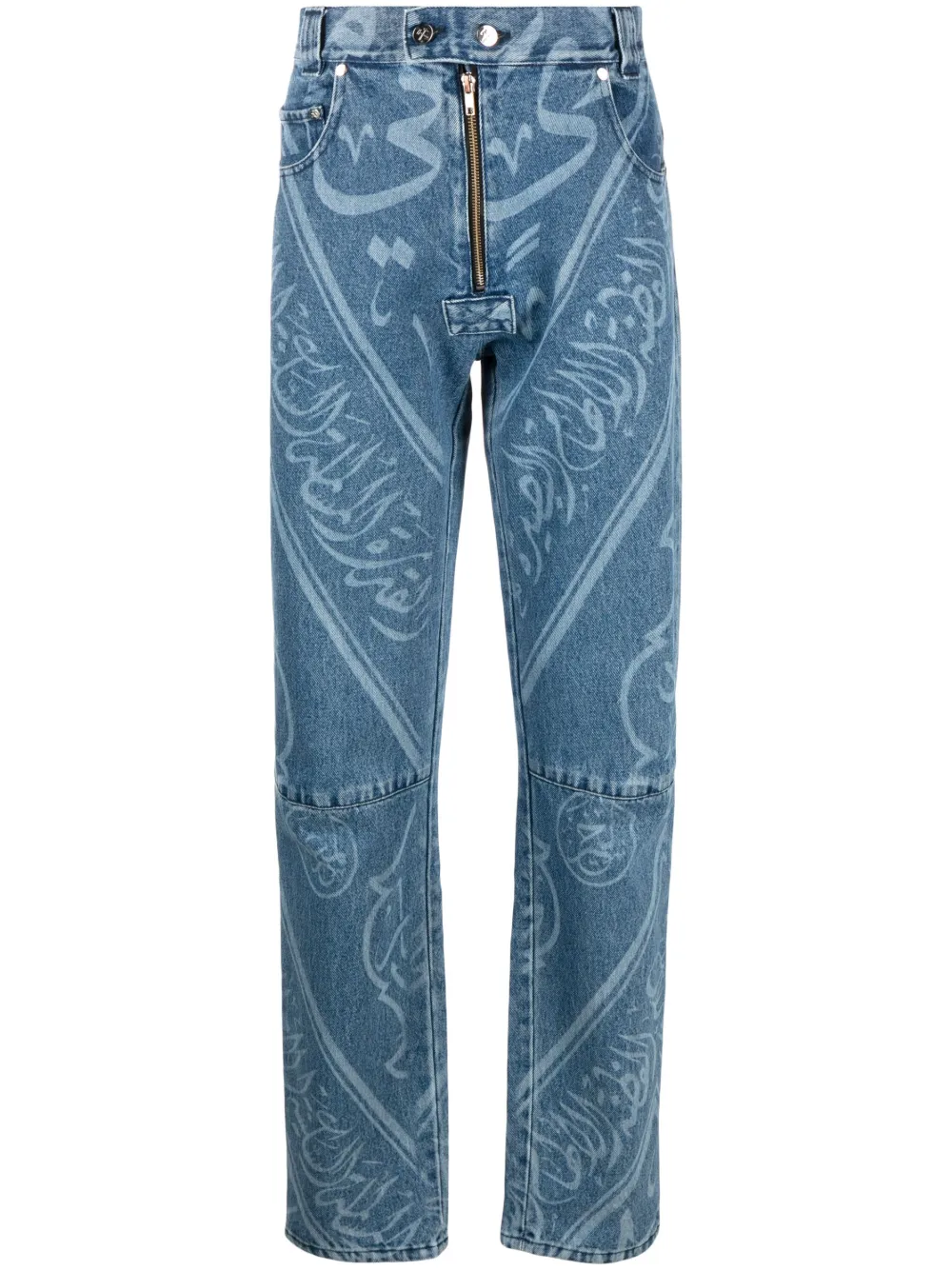 

Прямые джинсы с графичным принтом GmbH, синий