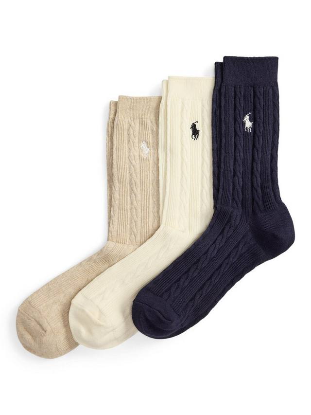 

Вязаные носки-гольфы Ralph Lauren, Pack of 3, Navy/Ivory/Camel
