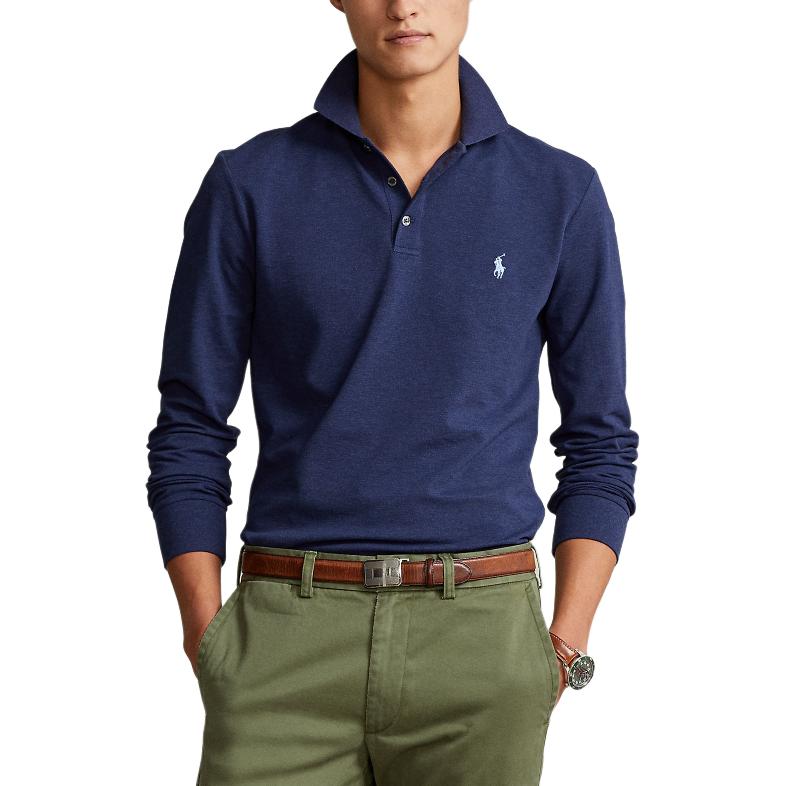 Поло Ralph Lauren Мужская Весенняя Темно-Синяя Футболка — фото 3
