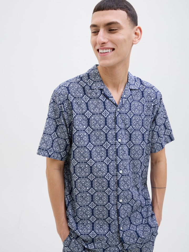 

Рубашка Jack & Jones, темно-синий/белый