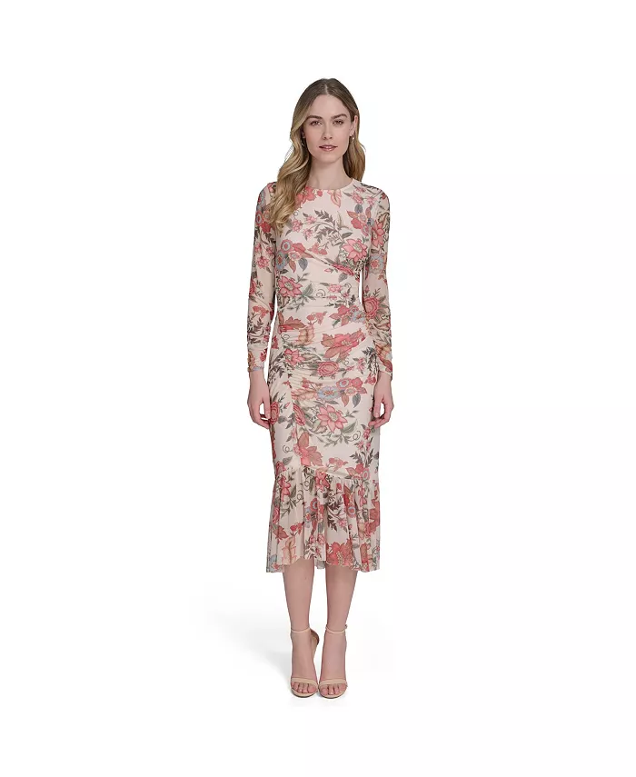 

Женское облегающее платье миди из сетчатого принта Vince Camuto