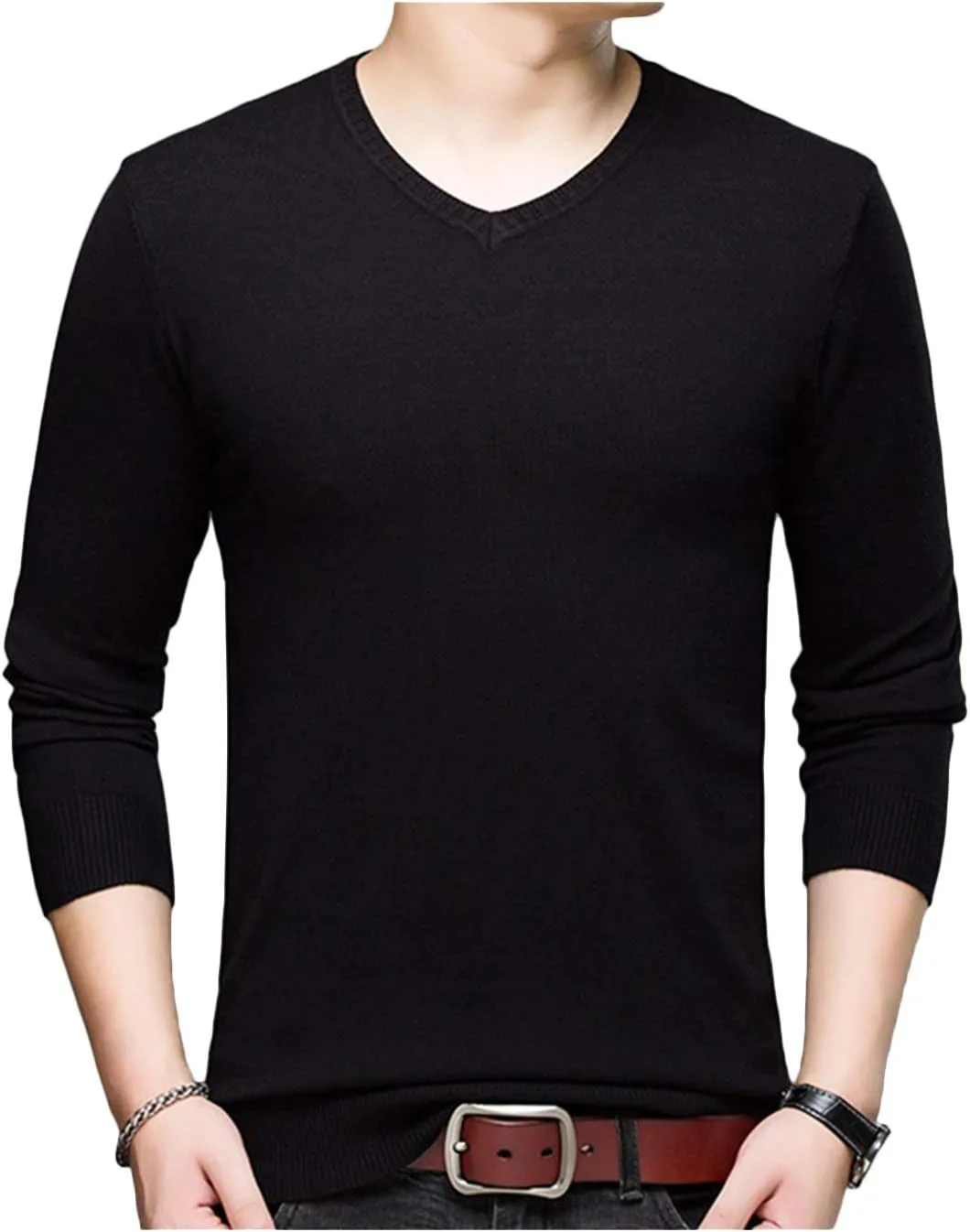 

HaoMay мужской свитер V-образным вырезом из кашемира