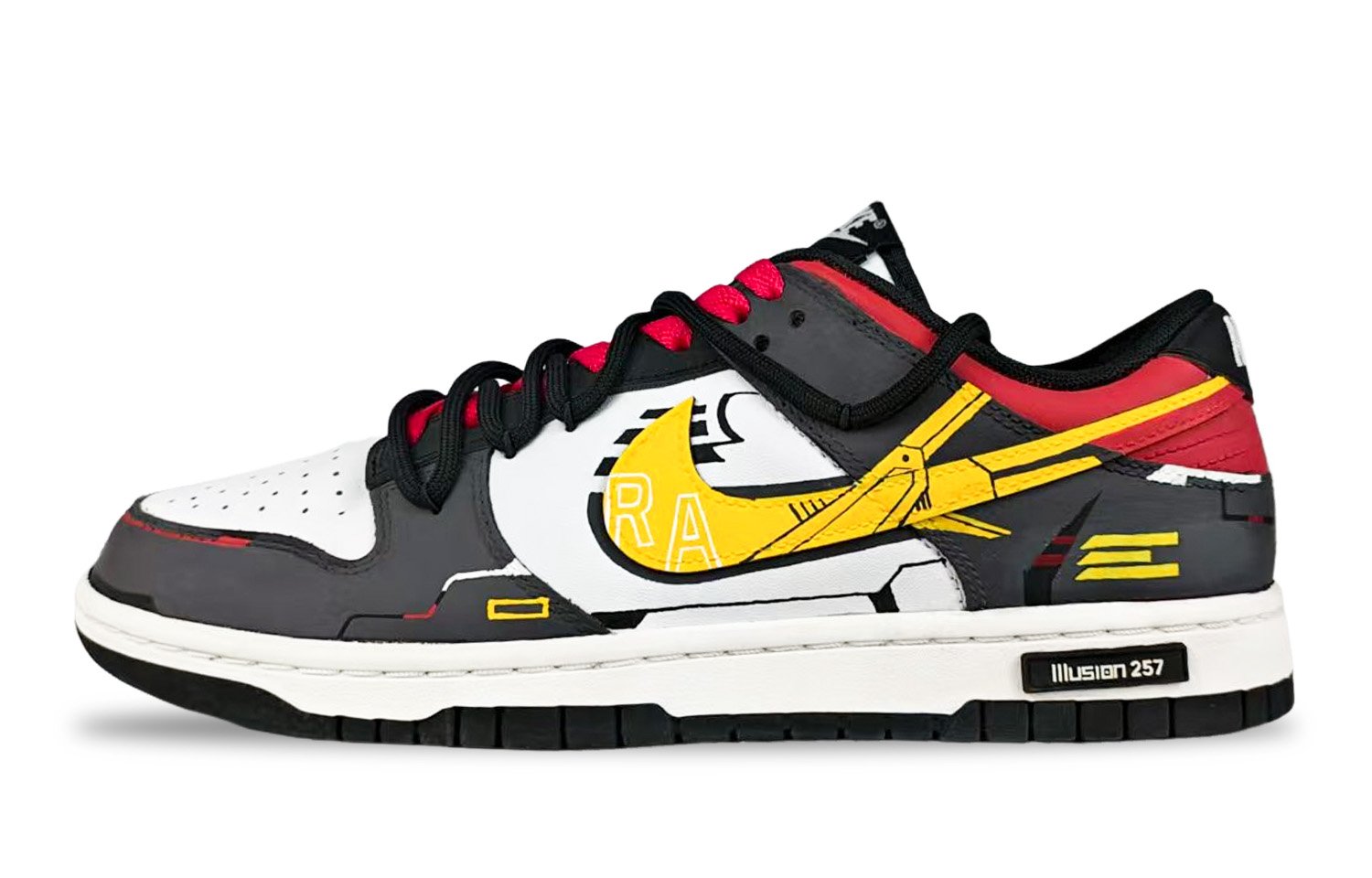 

Nike Кроссовки для скейтбординга Dunk Fairyland, Passionate Gundam, износостойкие, низкие, мужские, серые, красные, желтые