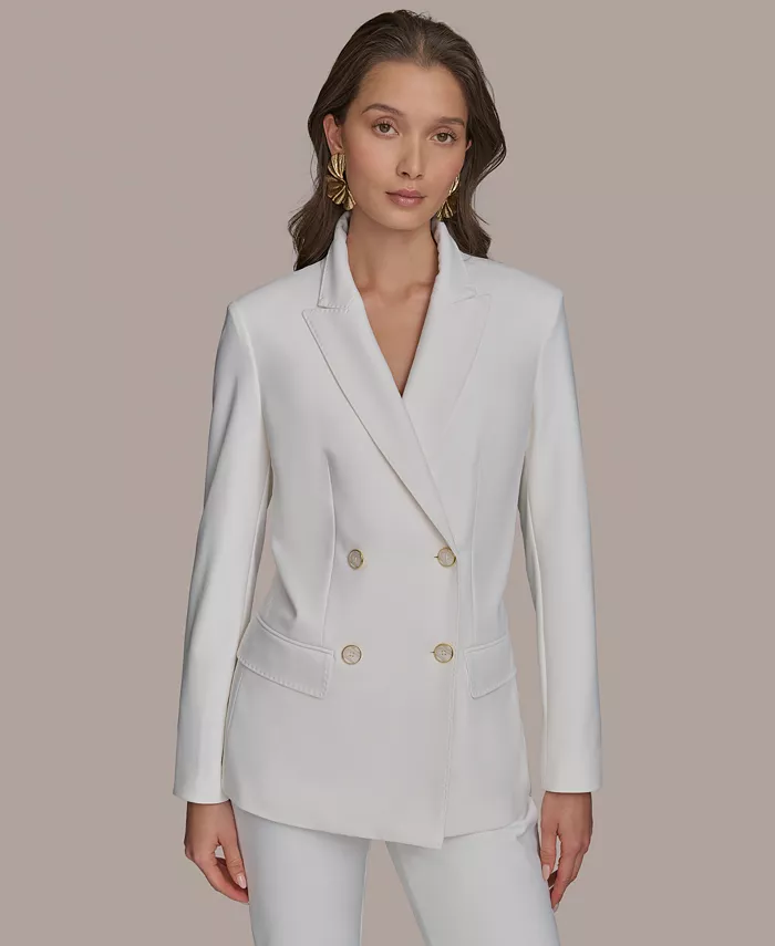 

Женский двубортный блейзер Donna Karan New York, коричневый/бежевый