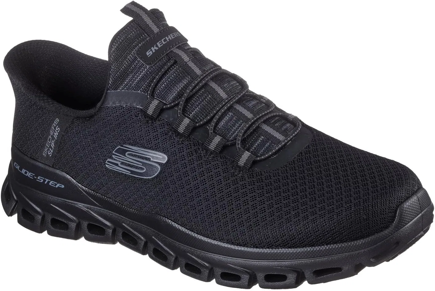 Мужские кроссовки Skechers Glide-Step Noxus Hands Free без шнурков, Black Mesh Pu