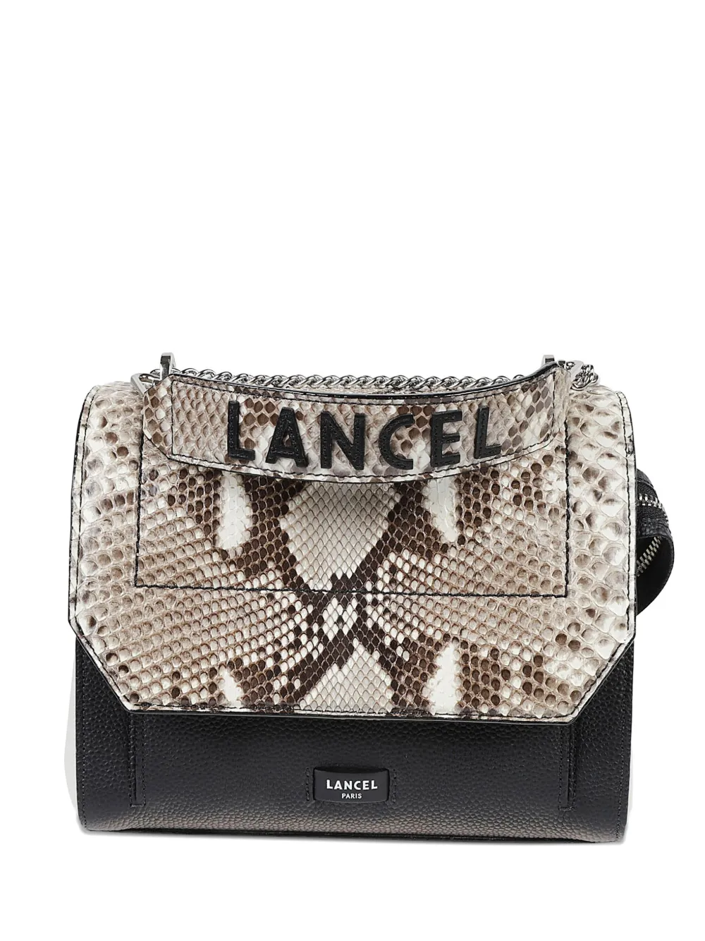 

Сумка на плечо с цепочным ремнем из кожи питона Lancel, черный