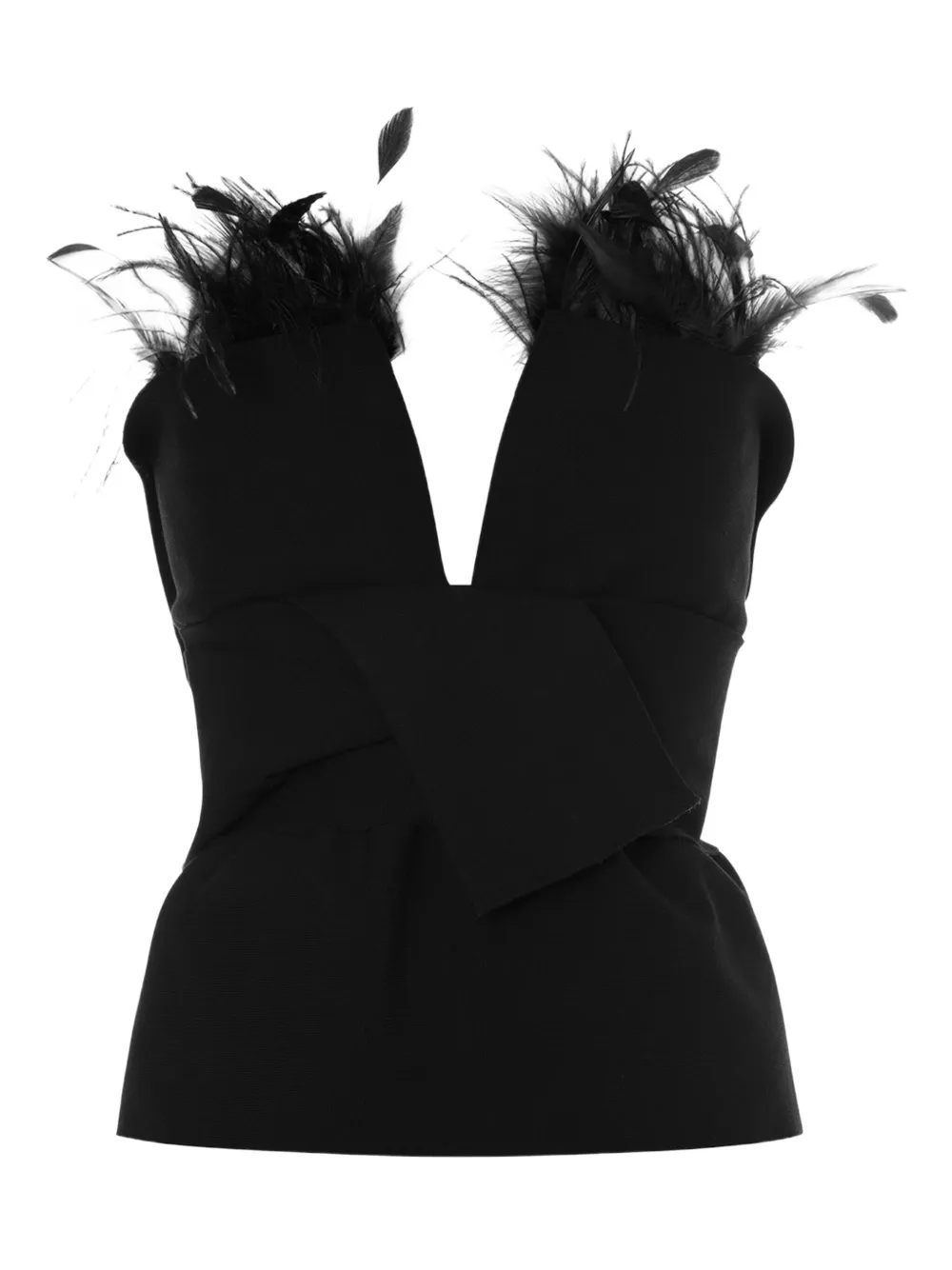 

Топ с перьями Alberta Ferretti, черный