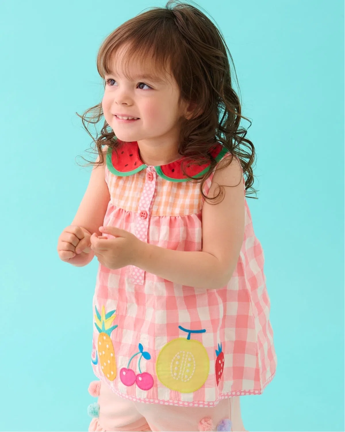 Детская туника для девочек с фруктовым принтом, модель Fruit Tunic, baby cheer, Red