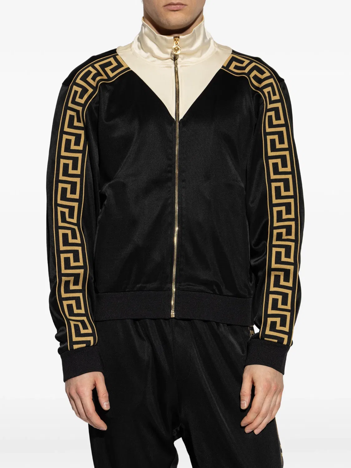 Свитшот на молнии с геометрическим узором Versace, черный — фото 3
