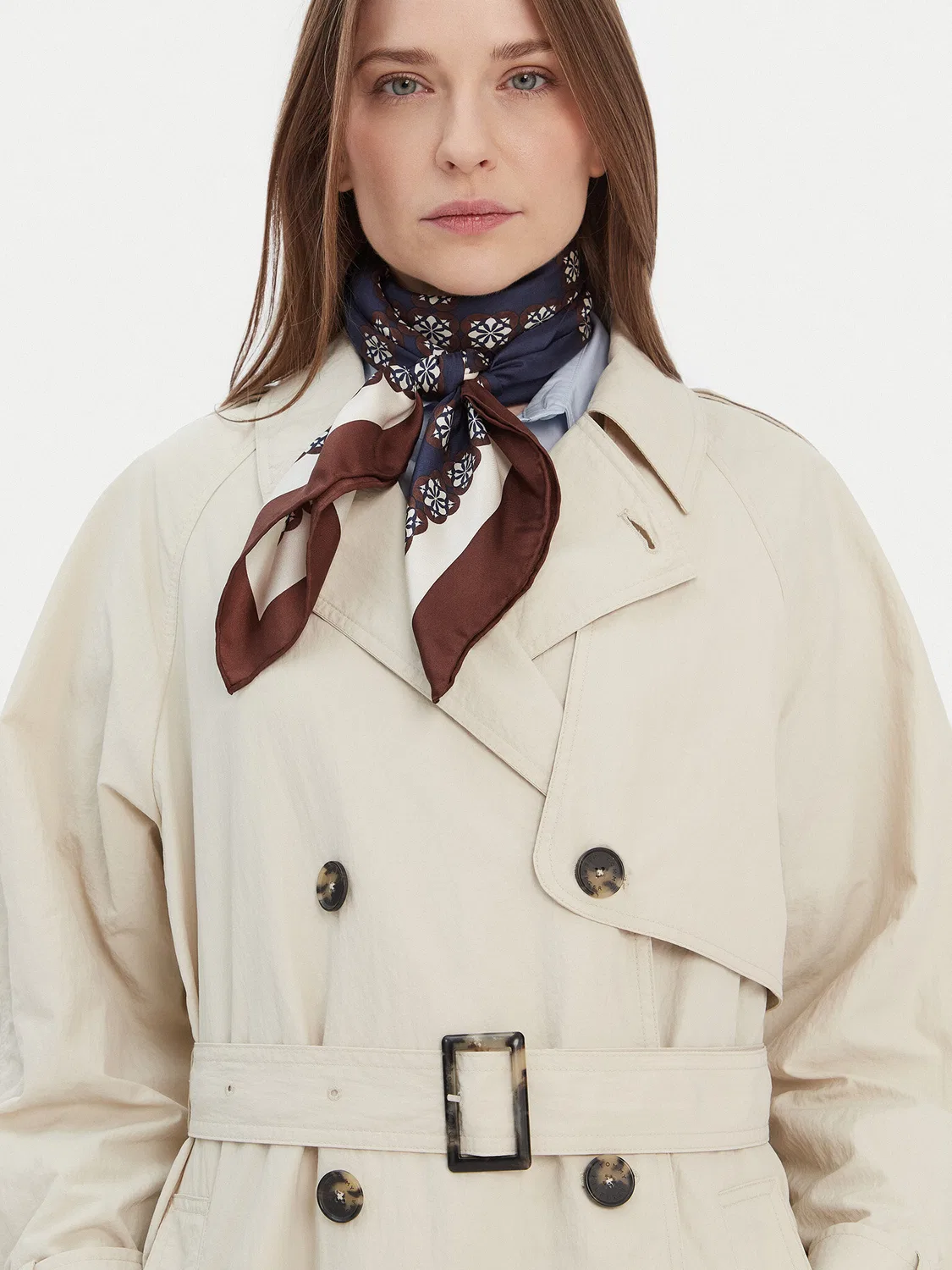 Женский тренч оверсайз Tommy Hilfiger, бежевый — фото 4