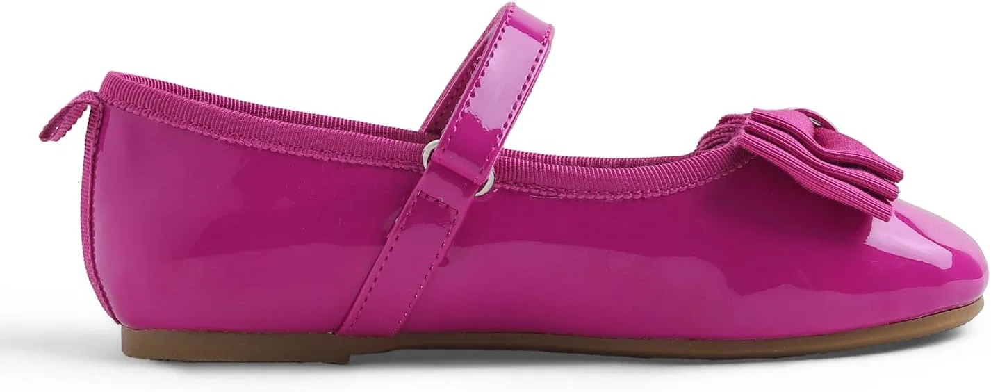 Детские балетки для девочек с принтом FEVERSOLE, Pitaya Patent Vegan Leather Bow Tie Loop Maryjane — фото 4