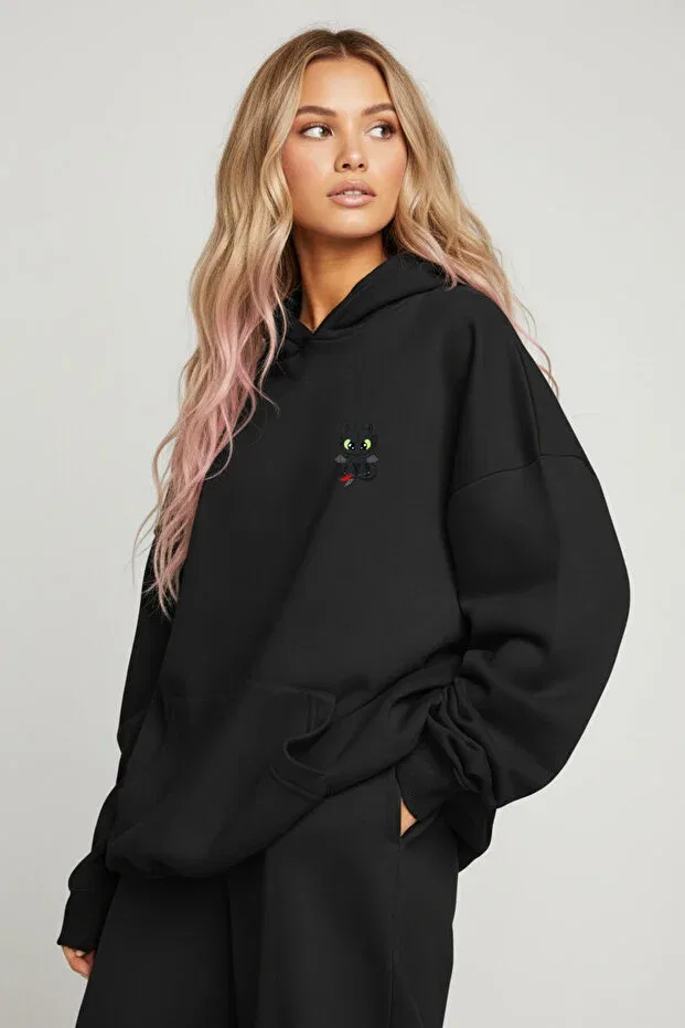 Детское худи оверсайз с принтом Night Fury - Toothless Brf Collection, Black