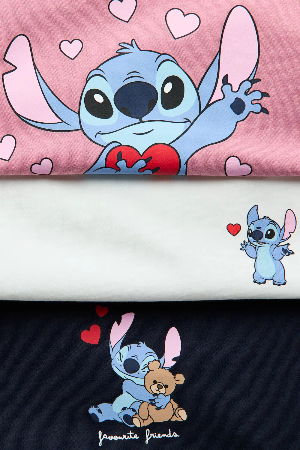 Набор из 3 футболок с принтом H&M, Rosa/Lilo & Stitch — фото 2