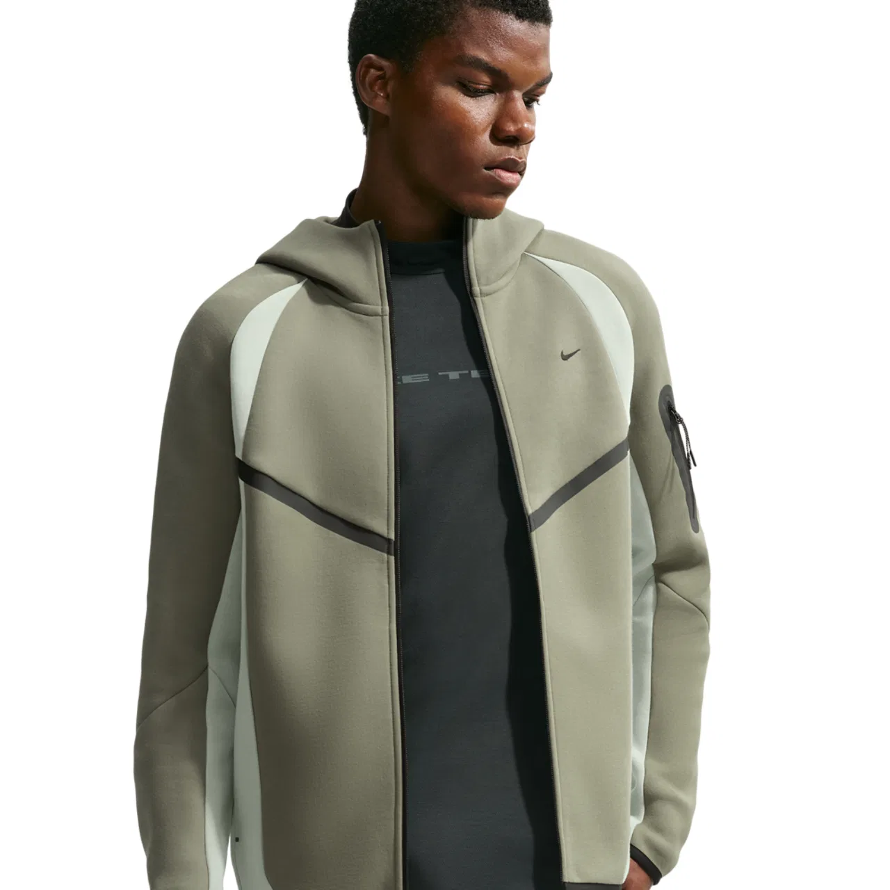 Мужская куртка с полной застежкой-молнией Nike Tech Fleece Pro Wear, Silver Sage/Jade Horizon/Black