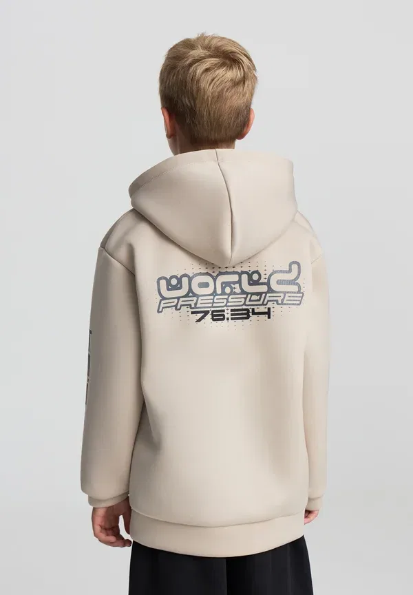 Худи на молнии с принтом Zip-up sweatshirt Terranova, beige, бежевый — фото 3