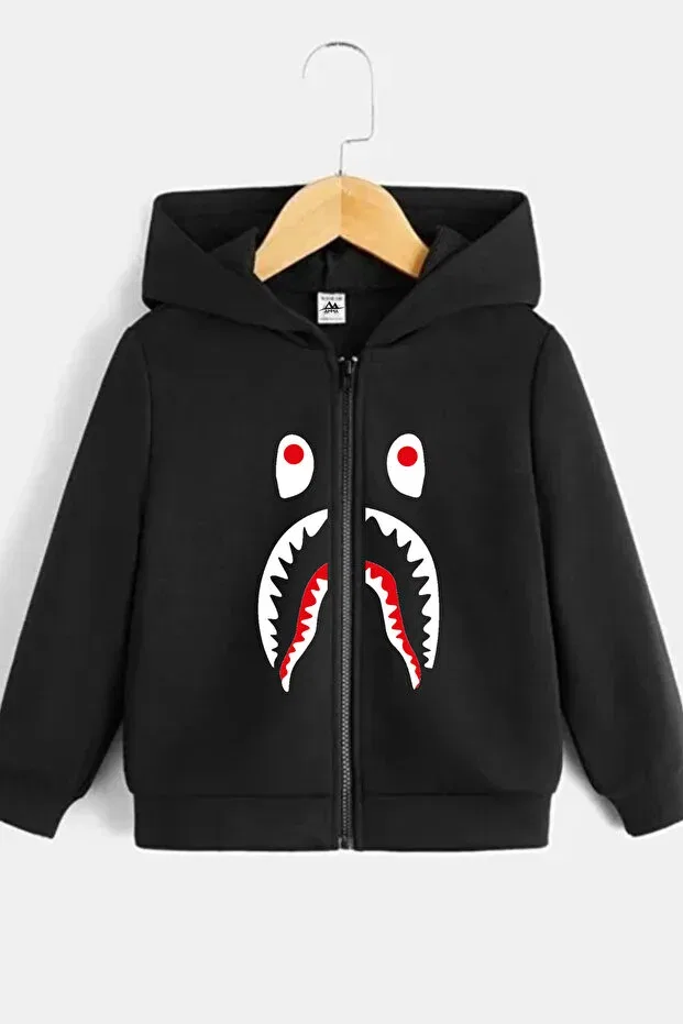 Детский кардиган с принтом Bape Printed Oversize Winter Hooded Cardigan Jacket Hoodie Amma, Black111