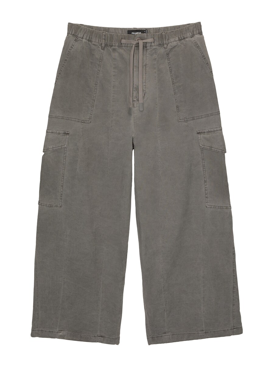 

Широкие брюки-карго Pull&Bear, серо-коричневый