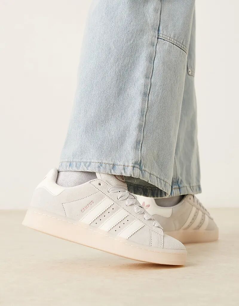 Кроссовки Adidas Originals Campus 00-х серого и мелово-белого цветов — фото 4