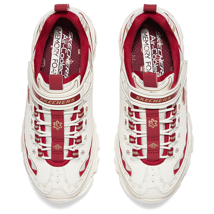 Низкие детские повседневные кроссовки White Skechers, красно-белые — фото 3