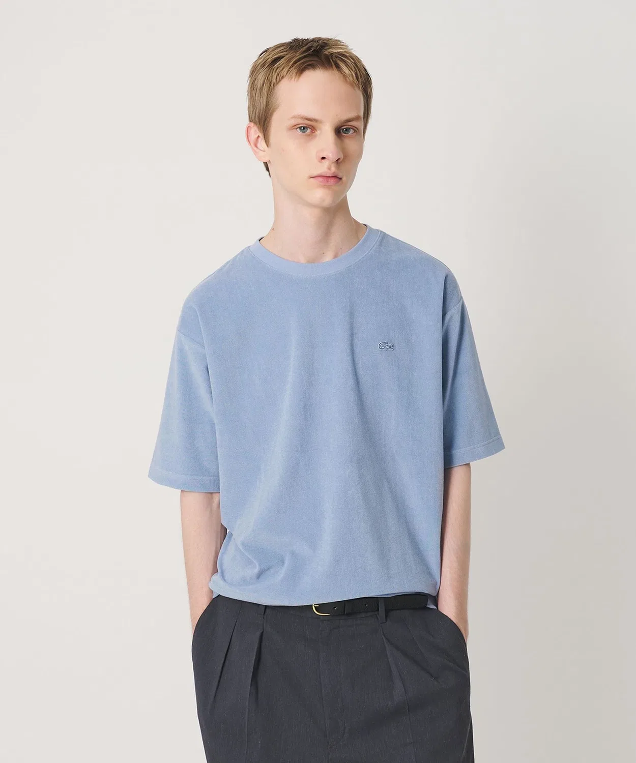 Мужская футболка с коротким рукавом из махровой ткани LACOSTE for BEAUTY&YOUTH, Light Blue