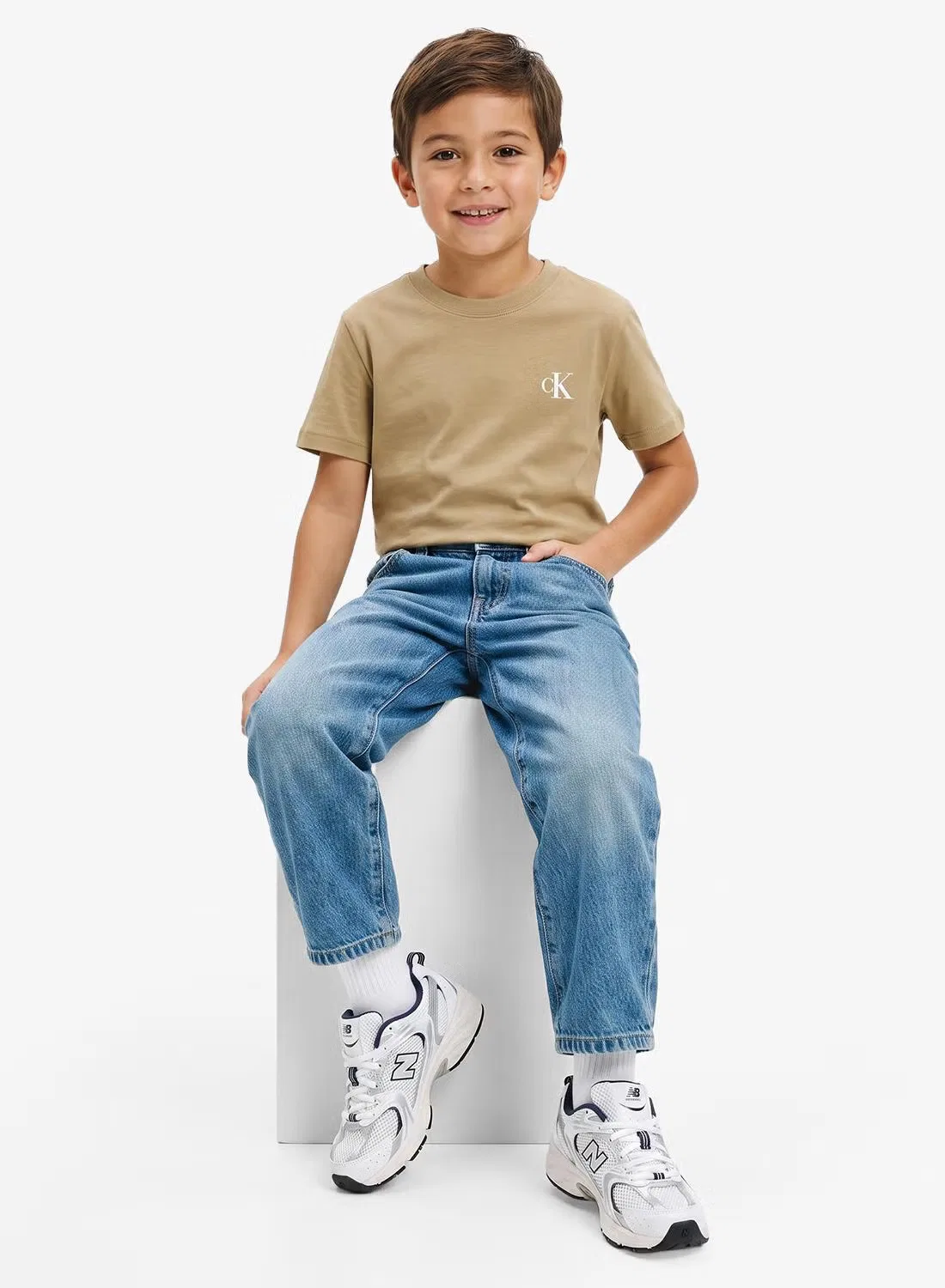 Футболка с принтом-монограммой, 2-штучный набор, Calvin Klein Jeans, тигровый — фото 3