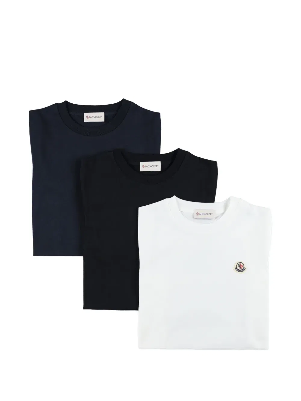 Комплект из трех футболок с логотипом-нашивкой Moncler Enfant, синий