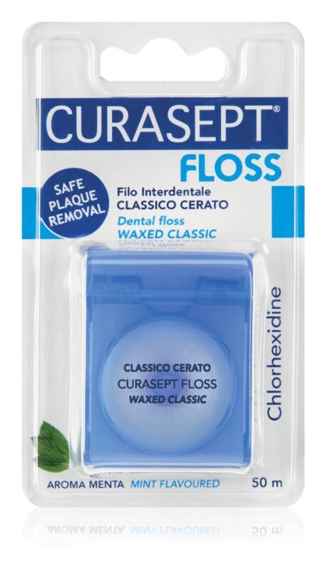 

Вощеная зубная нить со вкусом мяты и антибактериальным средством Curasept Dental Floss Waxed Classic