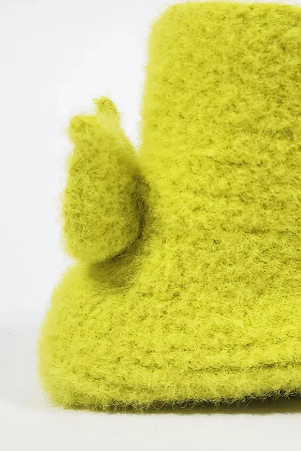 Детские тапочки для девочек без каблука Rabbit Ear Knitted Baby Home Boots Effe, Oil Green — фото 3