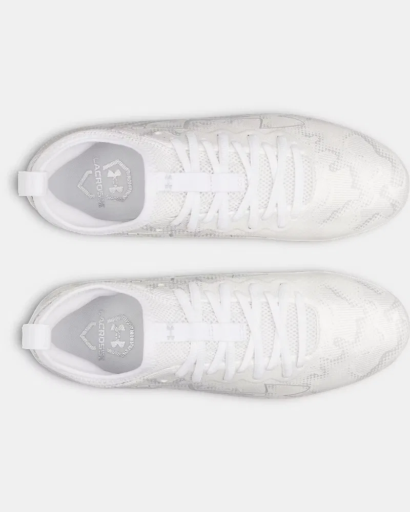 Детские шиповки для лакросса легкие дышащие на подошве TPU UA Blur Select Lax Jr. UnderArmour, White/Metallic Silver — фото 3