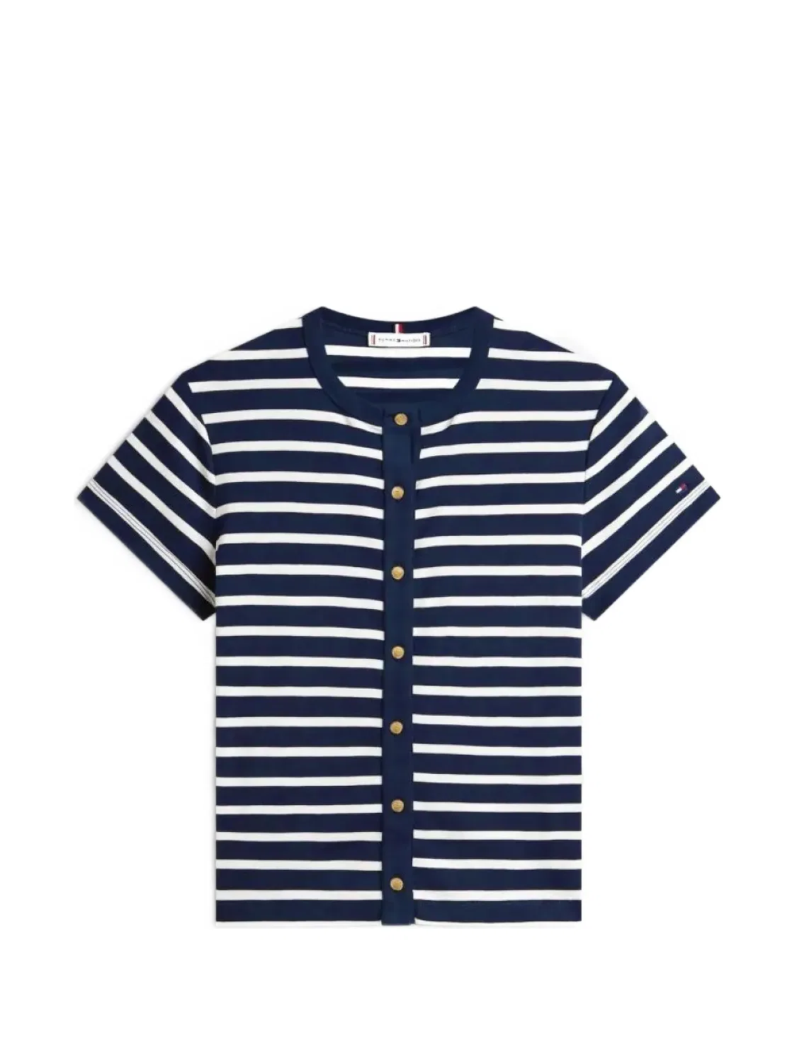 Полосатая футболка на пуговицах Tommy Hilfiger, синий