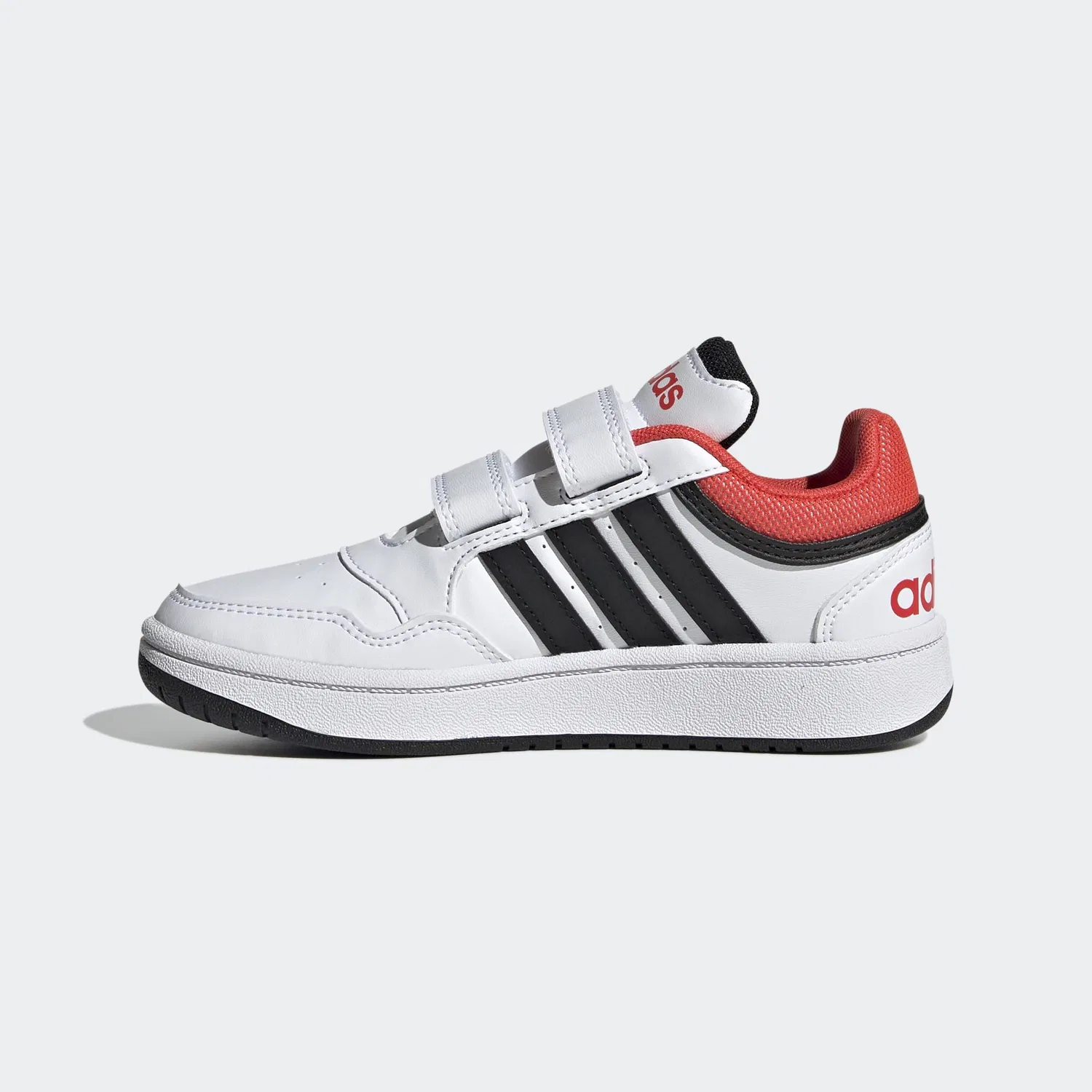 Детские кроссовки на липучках Hoops Lifestyle Basketball Adidas, Cloud White Core Black Bright Red — фото 2