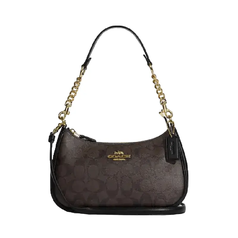 

Сумка Coach Teri Shoulder Bag In Signature Canvas, черно-коричневый, Черный, Сумка Coach Teri Shoulder Bag In Signature Canvas, черно-коричневый