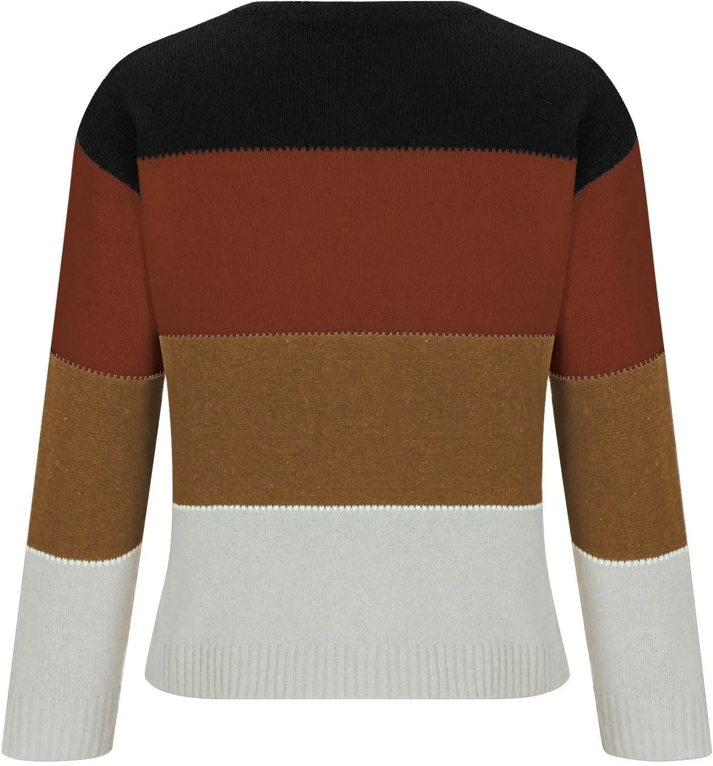 Женский свитер с длинным рукавом, цветовой блок, облегающий, Knitted Pullover, чёрный — фото 4