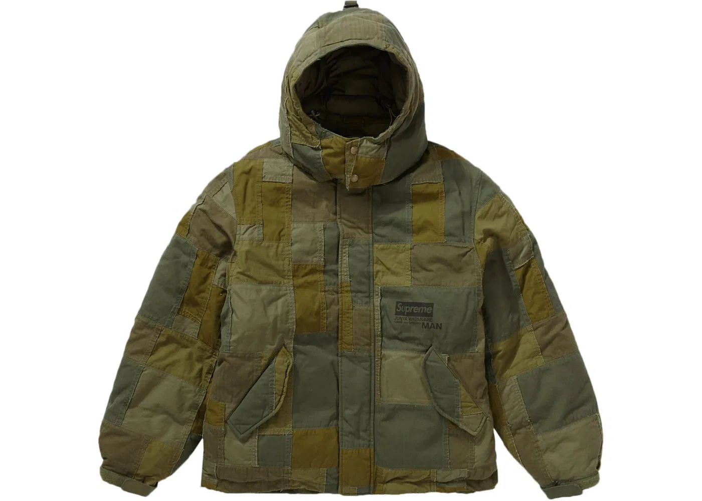 Мужская куртка с принтом Patchwork Puffy Jacket Supreme, Olive