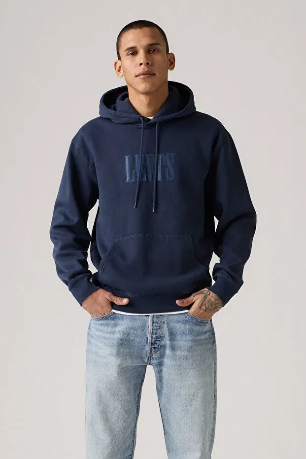 Мужские свитшот с капюшоном хлопковый Levi's, Navy Blue