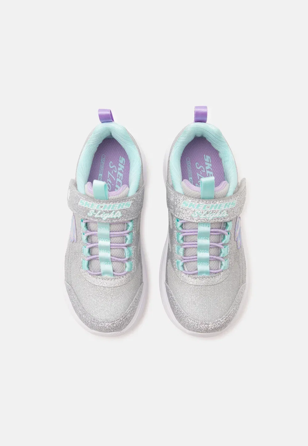 Радужные крейсеры - тренировочные Skechers, Silver-Coloured Sparkle/Blue — фото 4