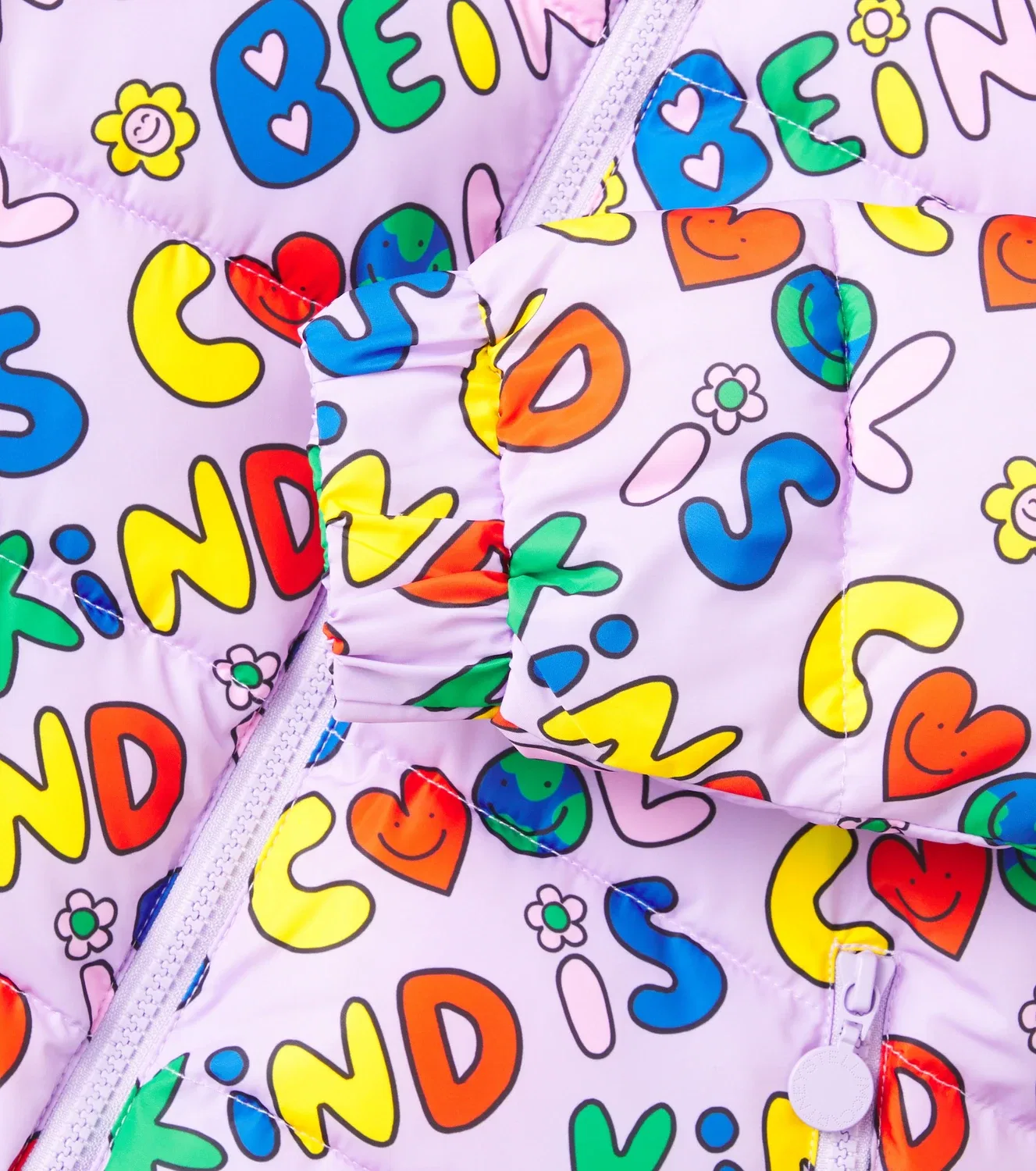 Легкая куртка стеганая с принтом Stella Mccartney Kids, фиолетовый — фото 3