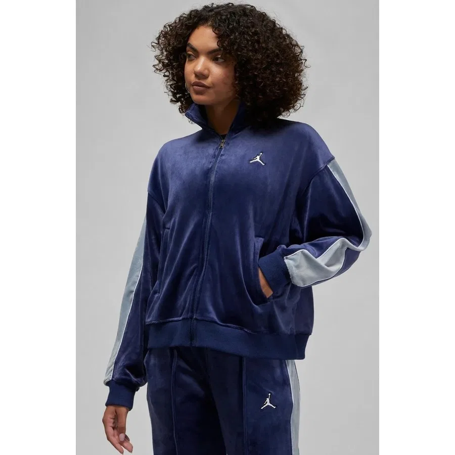 Женский свитшот оверсайз с полной застежкой-молнией Jordan Flight Full Zip Velaur, Nike, Темно-синий